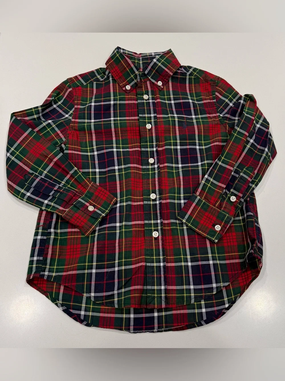 Ralph Lauren Boys Christmas 4T Plaid Button-Down Long Sleeve Shirt
